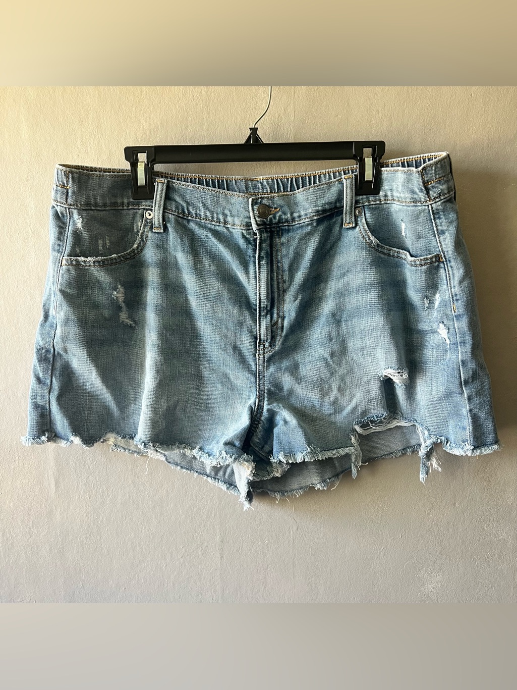 Aerie Daydream Denim Elastic Distressed Shorts Size Xl